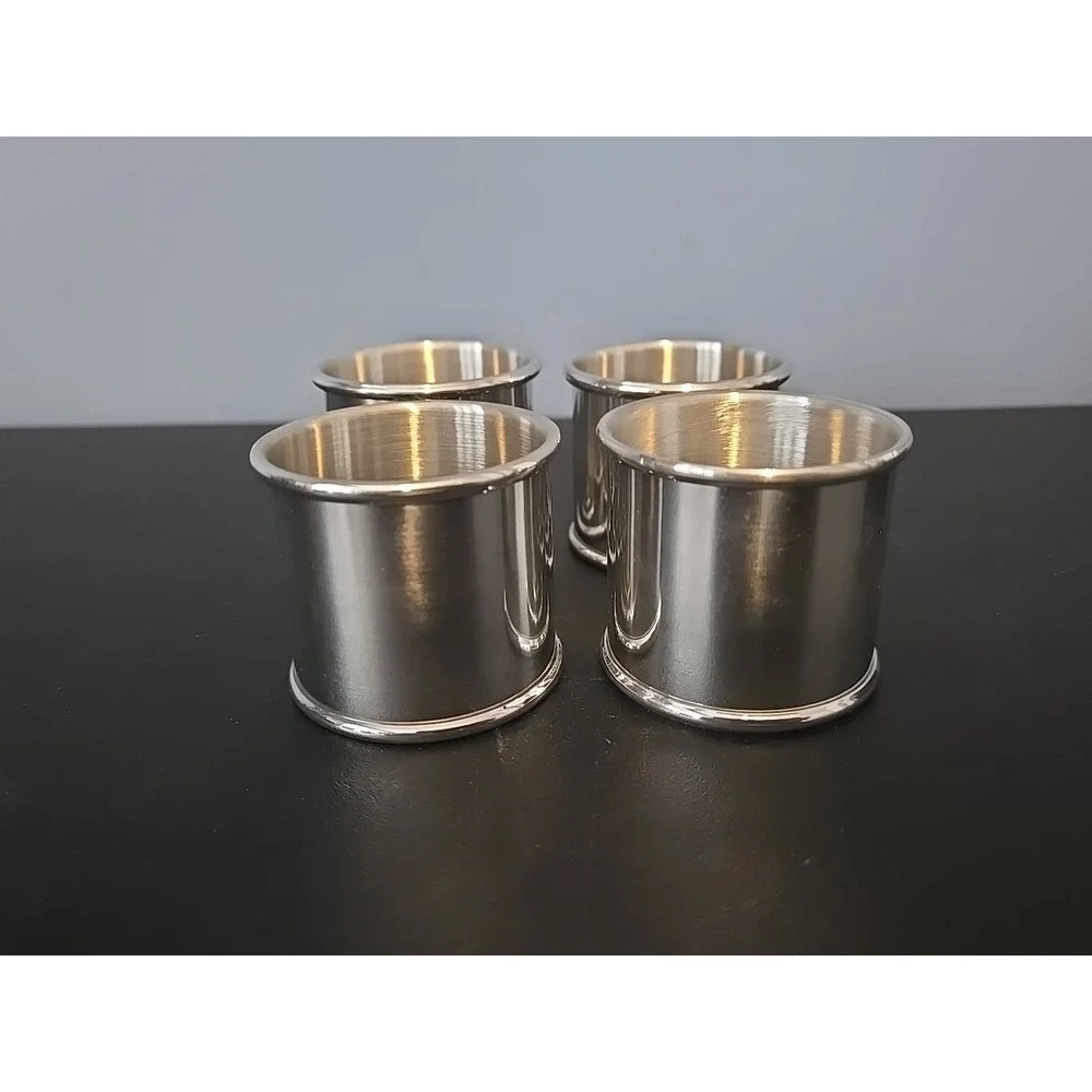 Kirk Stieff Polished Pewter Napkin Ring Deister Butler D+B Set Of 4 Original Box